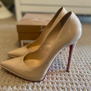 Barely Worn Patent Nude Christian Louboutin Pumps (Pigalle Plato 120)
